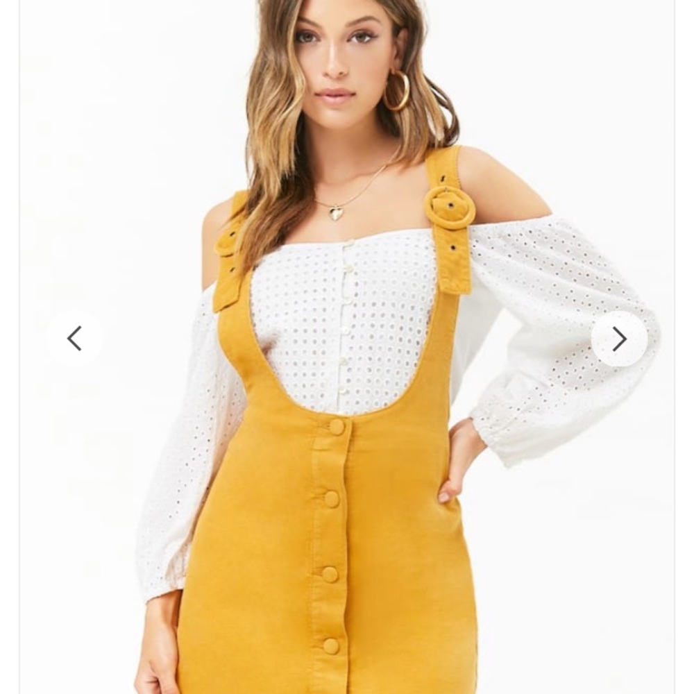 Forever 21 Yellow Corduroy Overal Dress